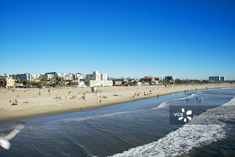 圣莫尼卡海滩全景图片素材