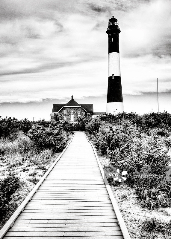 黑白火岛灯塔图片素材