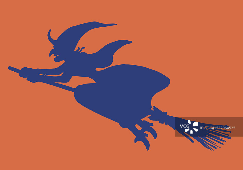 骑着扫帚的女巫轮廓图片素材