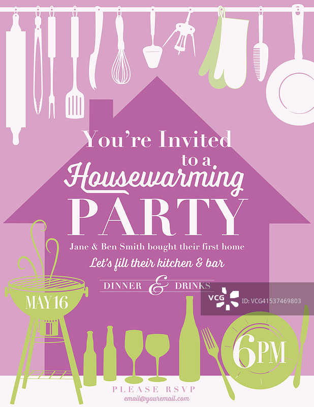 乔迁派对厨房邀请函图片素材