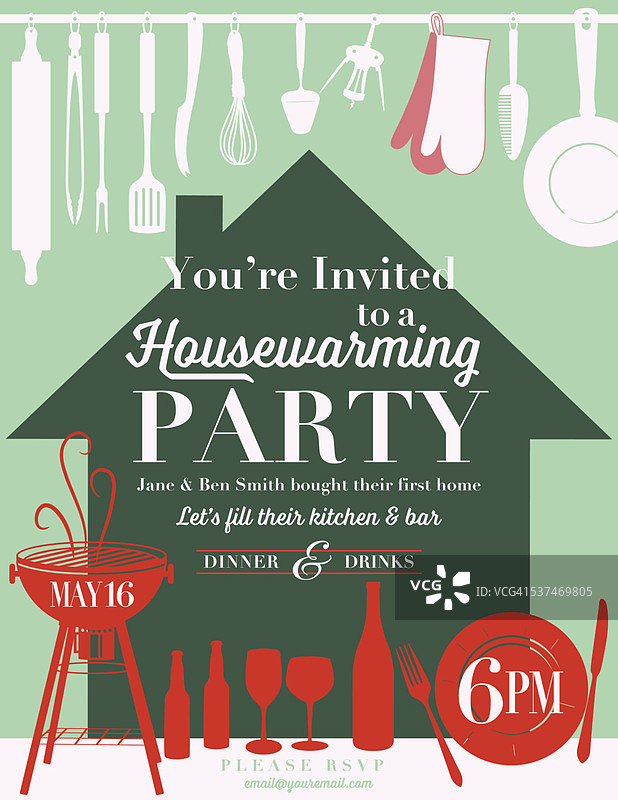 乔迁派对厨房邀请函图片素材