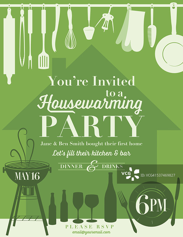 乔迁派对厨房邀请函图片素材