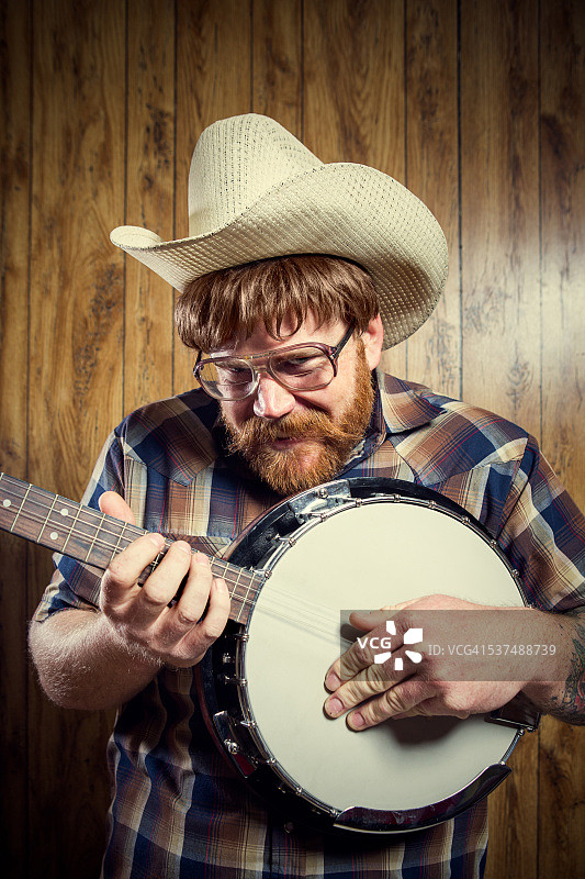 疯狂的牛仔和班卓琴图片素材