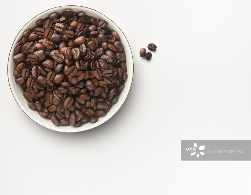 一碗咖啡豆鸟瞰图图片素材
