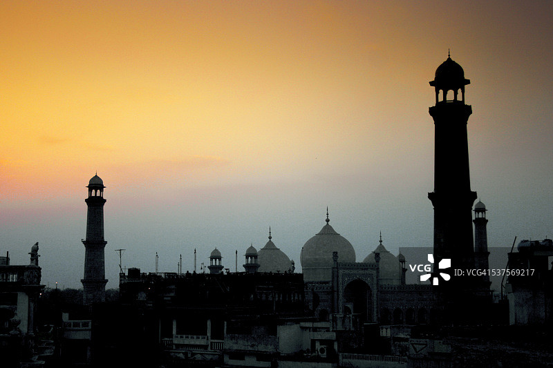 巴德夏希清真寺黄昏景色图片素材