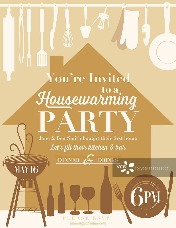 乔迁派对厨房邀请函图片素材