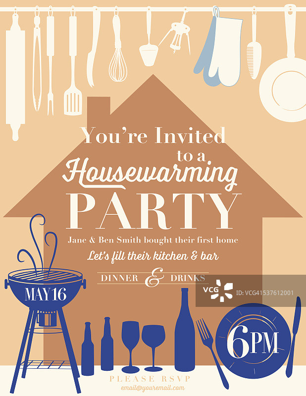 乔迁派对厨房邀请函图片素材