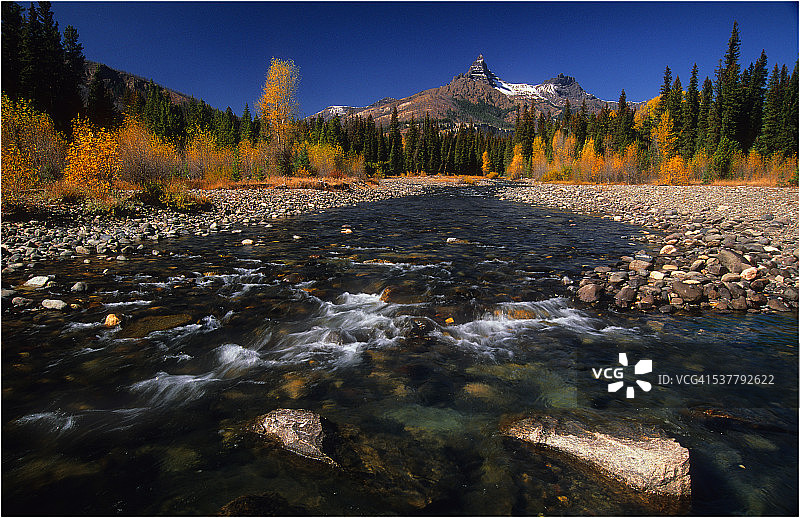 美国蒙大拿州卡斯特国家森林附近的秋色图片素材