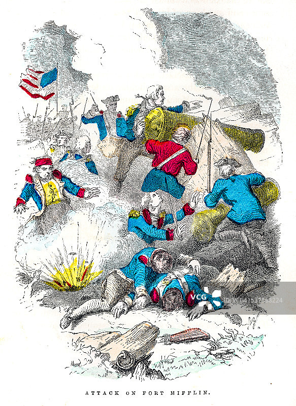 1859年华盛顿袭击米夫林堡的版画图片素材