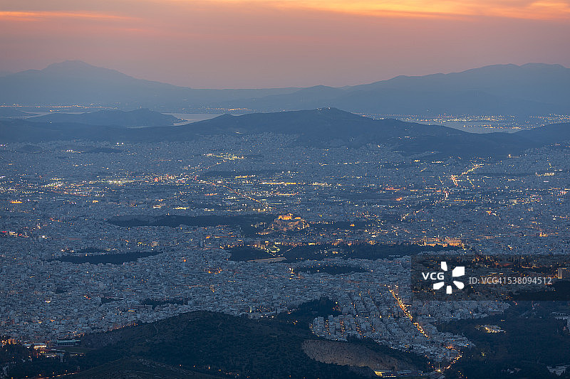 雅典日落天际线城市景观图片素材