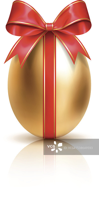 带红色蝴蝶结的金蛋图片素材