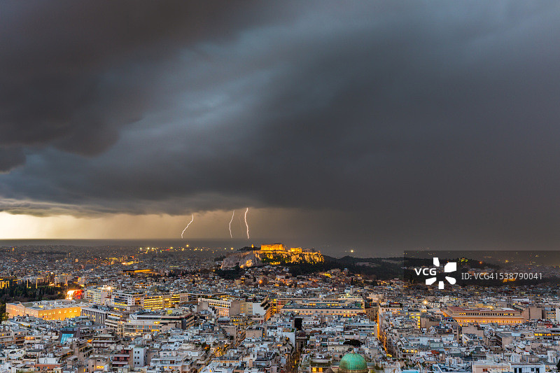 雷暴袭击希腊雅典图片素材