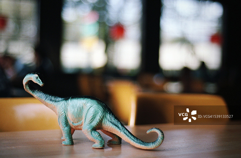 餐厅桌子上的恐龙玩具图片素材