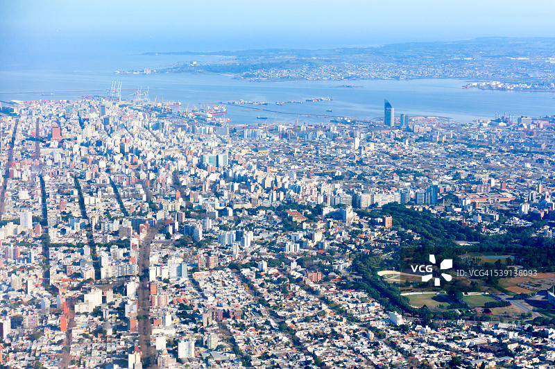 乌拉圭蒙得维的亚鸟瞰图，2014年图片素材