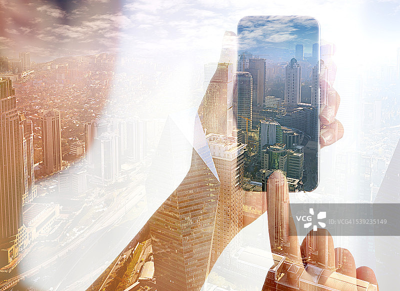 使用智能手机双重曝光图片素材