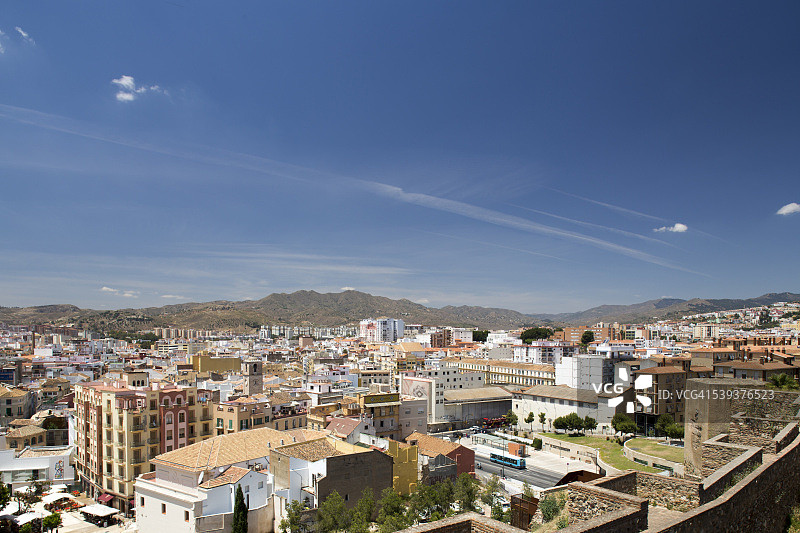 从马拉加城堡看马拉加景色图片素材