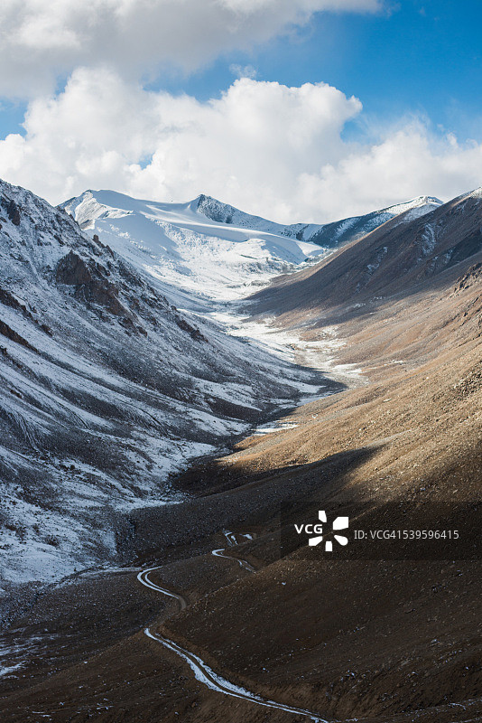 蜿蜒的雪山公路美景图片素材