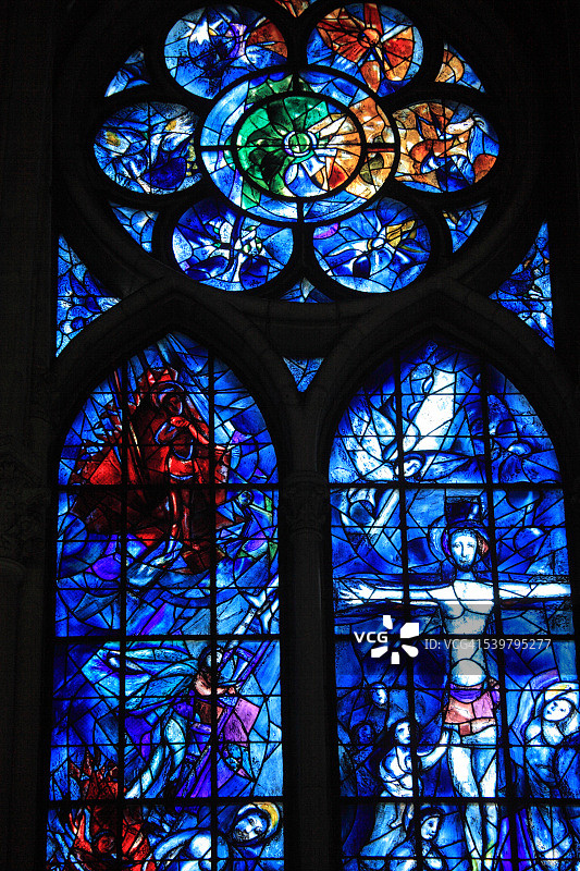 兰斯大教堂的彩色玻璃窗图片素材