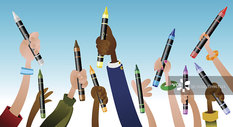 拿着蜡笔的手图片素材