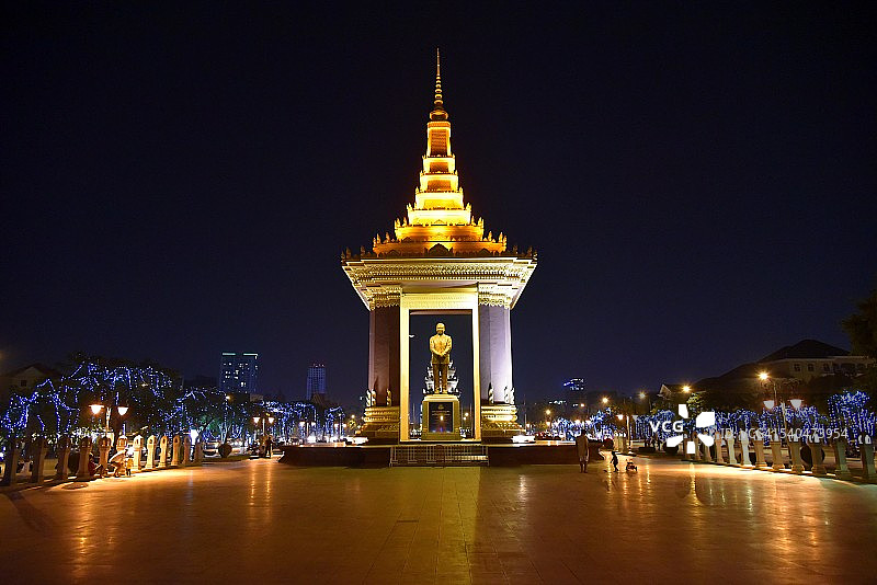 诺罗敦·西哈努克雕像，金边，柬埔寨图片素材