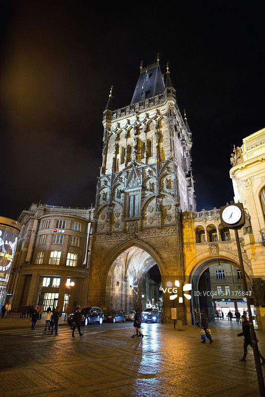 布拉格火药塔夜景图片素材