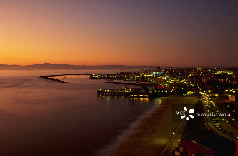 雷东多海滩国王港的日落图片素材