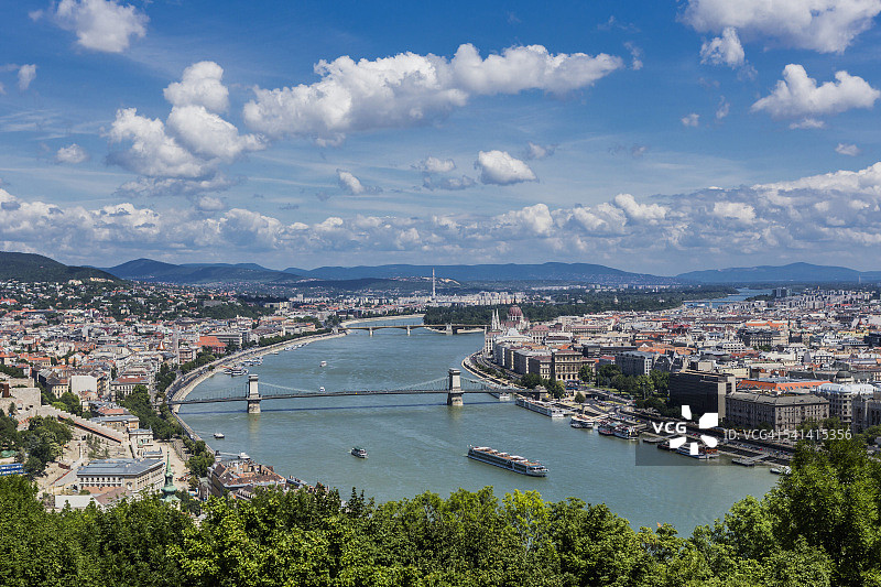 多瑙河、布达镇和佩斯镇，盖勒特山图片素材