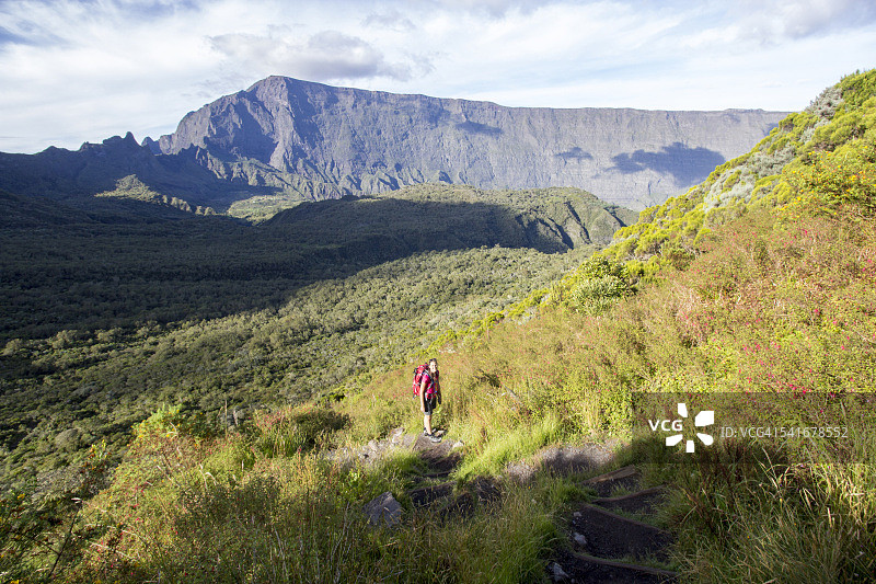 马法特冰斗景观，留尼汪岛徒步图片素材