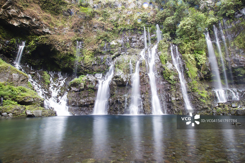 留尼汪岛朗文河谷格兰盖莱瀑布图片素材