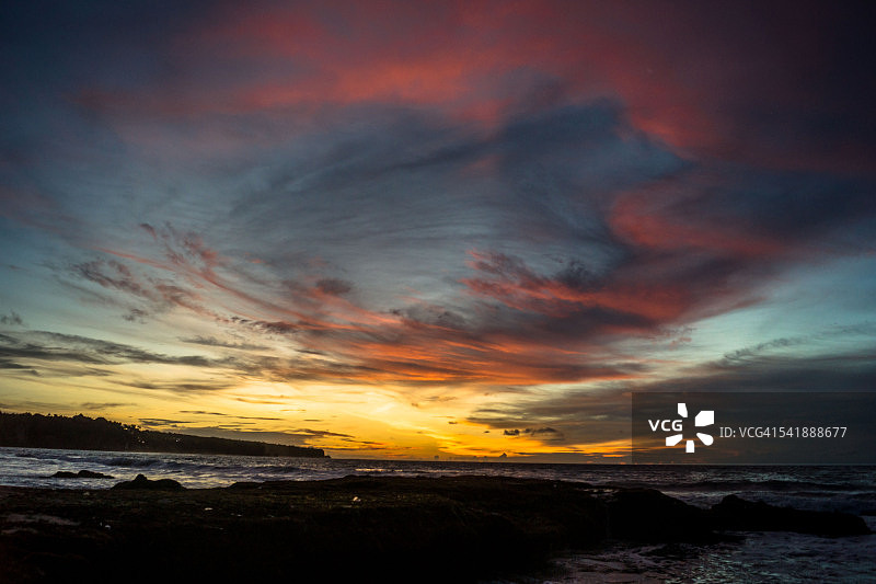 印度尼西亚巴厘岛金巴兰海滩的日落图片素材