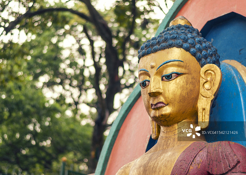 斯瓦扬布纳特寺的佛像面部图片素材