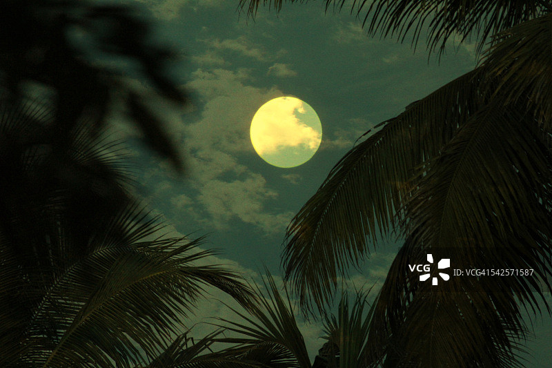 喀拉拉邦库马拉孔湖满月升起图片素材