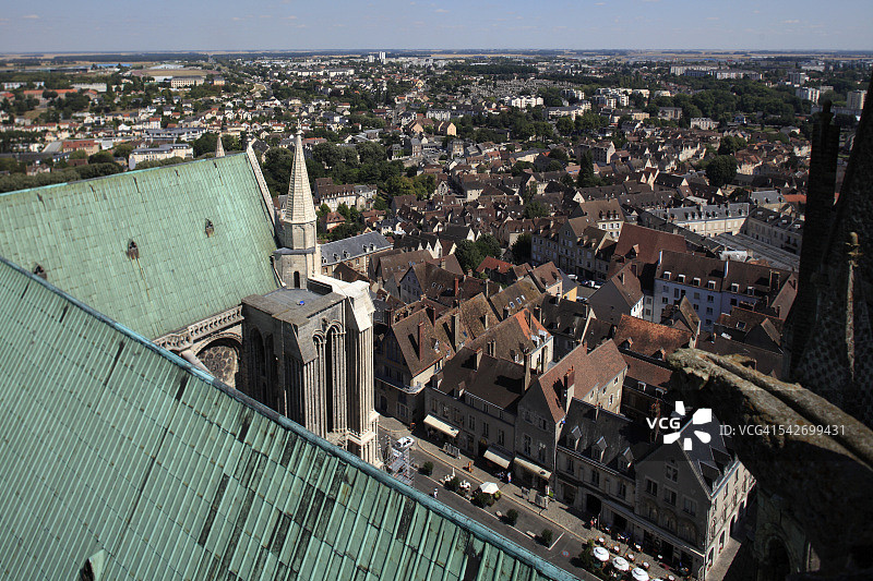 沙特尔大教堂的屋顶景观图片素材