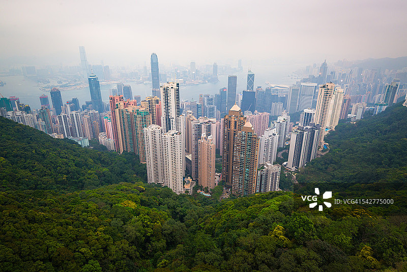 从太平山顶俯瞰香港全景图片素材