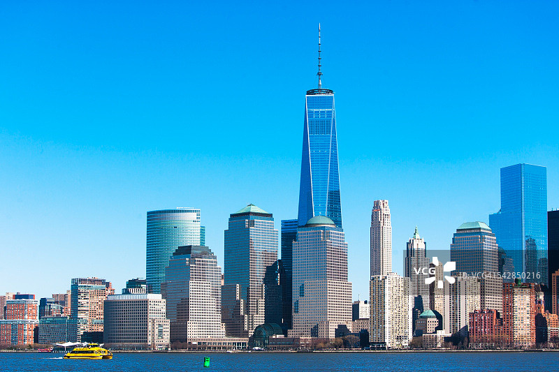 纽约市金融中心、炮台公园、自由塔、世界贸易中心1号楼图片素材