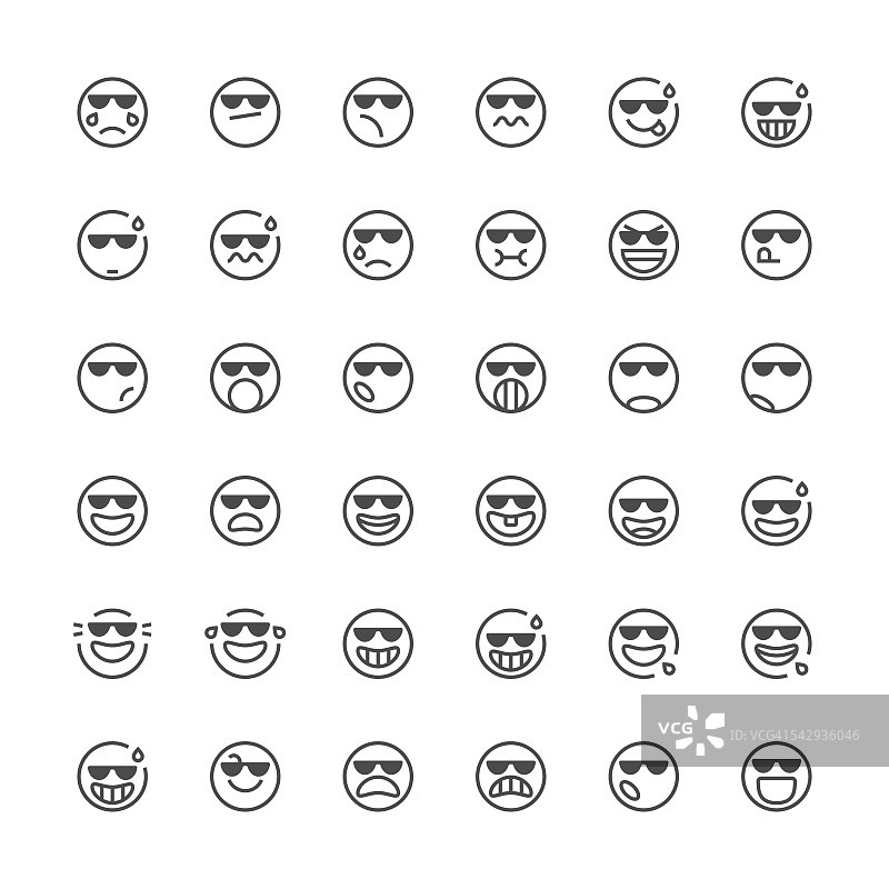 表情符号系列37|细线系列图片素材