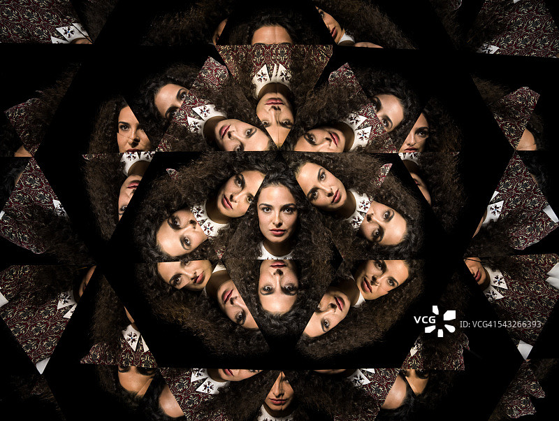 万花筒人像女性看着镜头图片素材