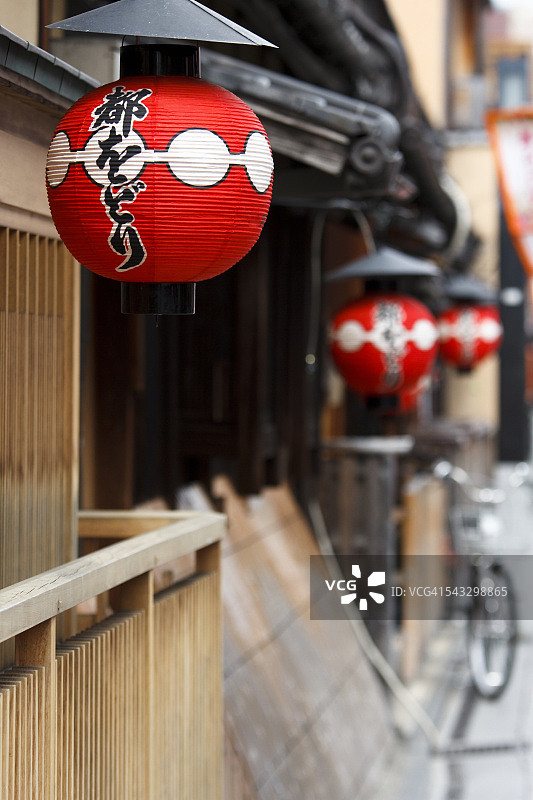 京都祇园的纸灯笼图片素材