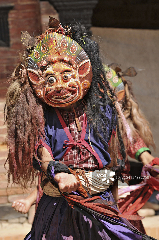 帕坦皇宫的面具舞表演图片素材