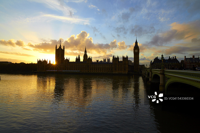 威斯敏斯特宫的日落图片素材