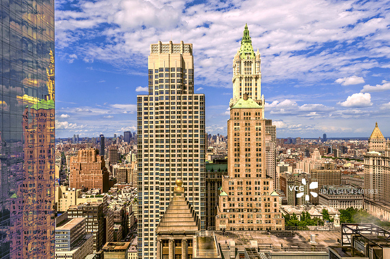 曼哈顿市中心与中城区的鸟瞰图图片素材