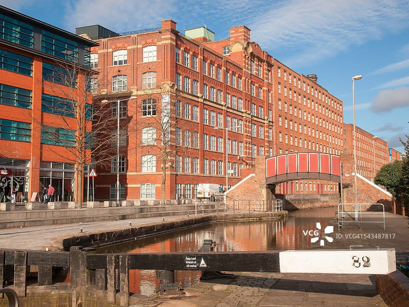 曼彻斯特罗奇代尔运河和皇家磨坊图片素材