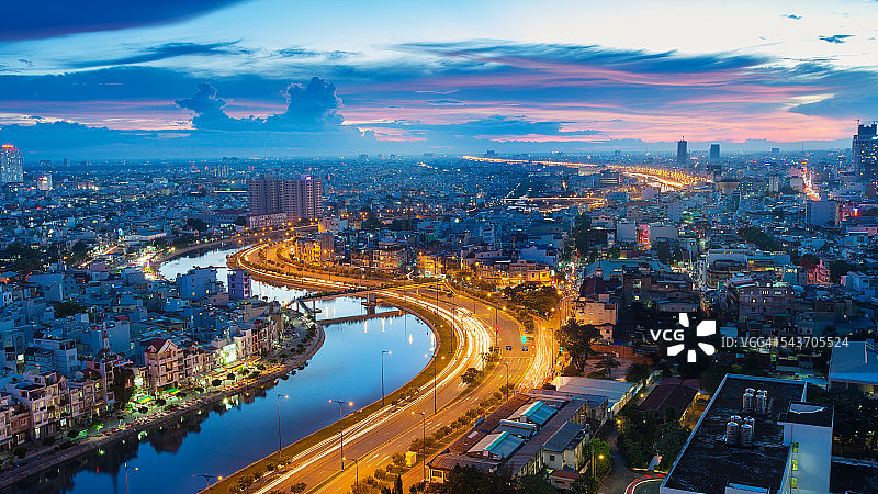 胡志明市东西大道日落图片素材