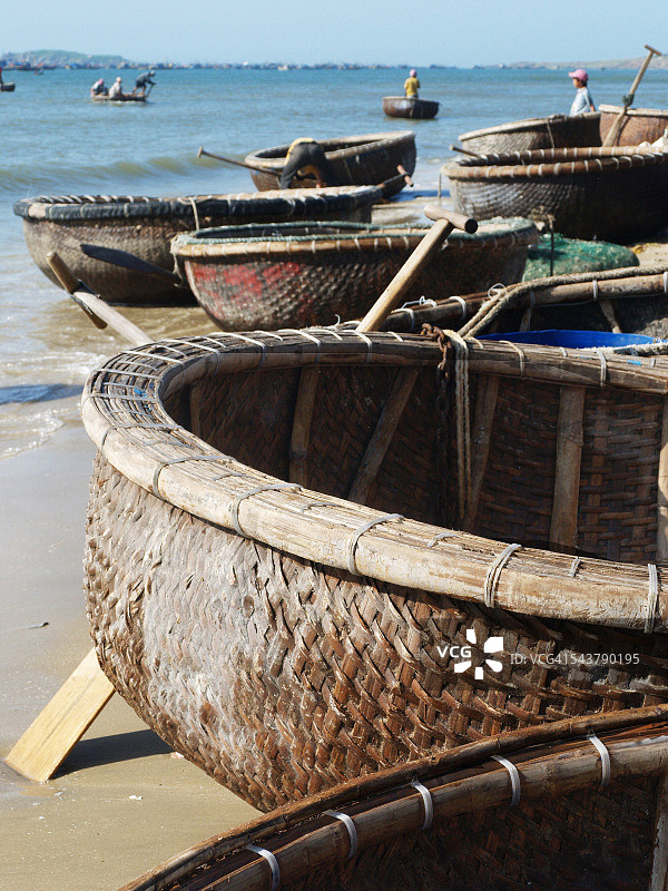 越南美奈的传统船只图片素材