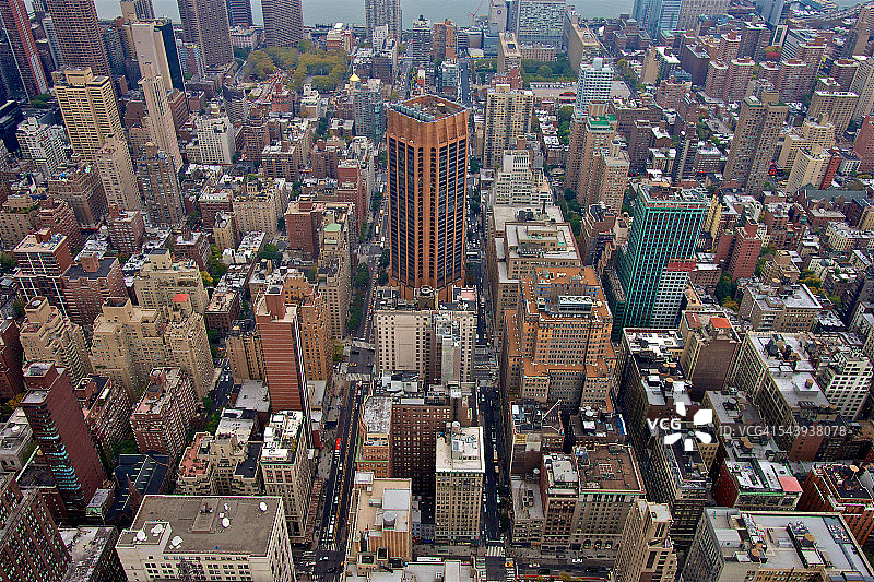 纽约市摩天大楼高角度景观图片素材