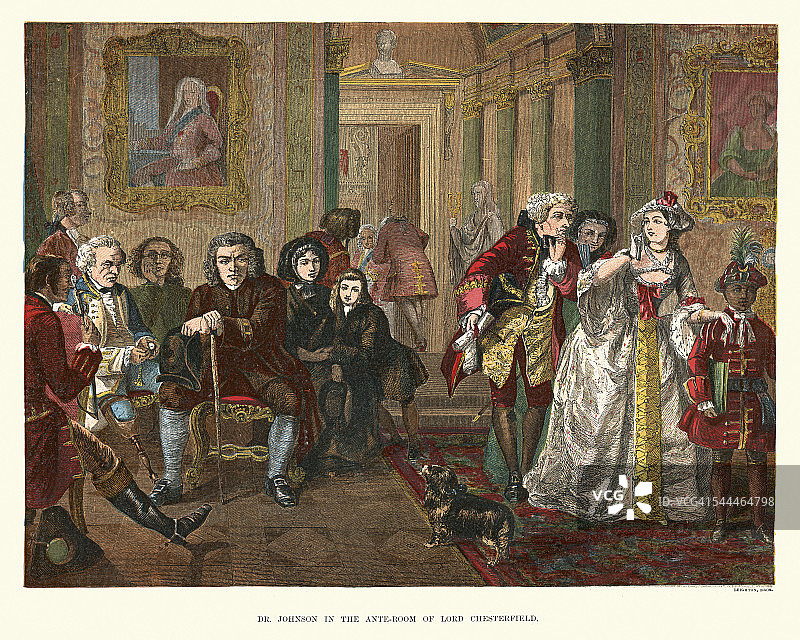 塞缪尔·约翰逊在切斯特菲尔德勋爵的接待室图片素材