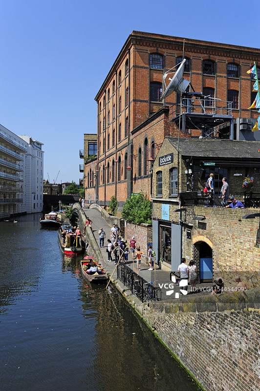 英国伦敦卡姆登镇：卡姆登市集与摄政运河图片素材