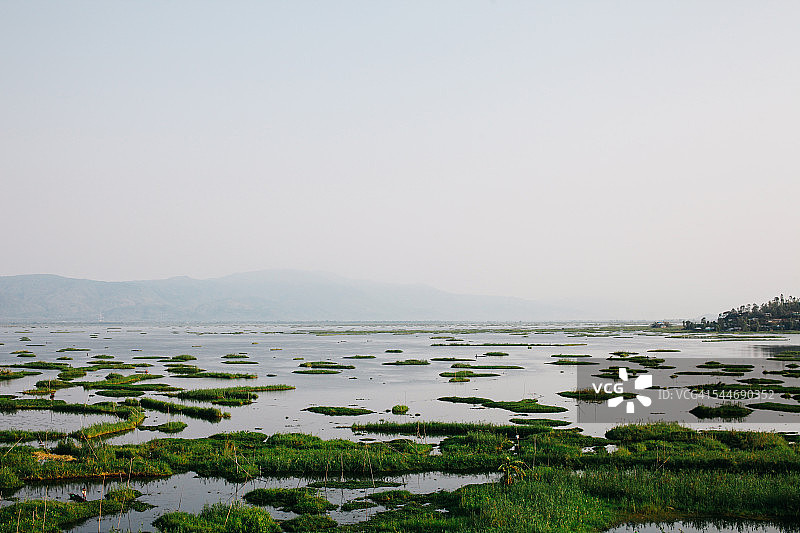 印度曼尼普尔邦：洛克塔克湖和漂浮岛屿景观图片素材