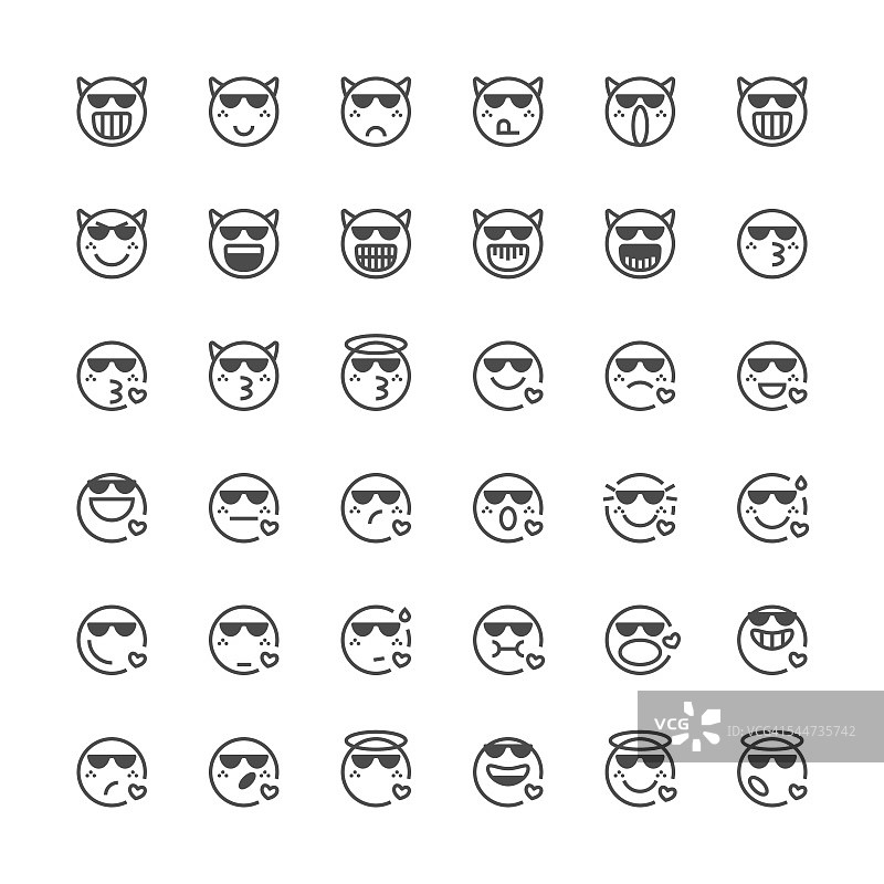 表情符号套装42 | 细线系列图片素材