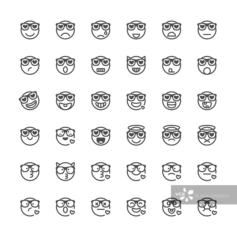 表情符号合集46：细线系列图片素材